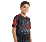 Stranger Things kids football shirt black red front - Vesterez