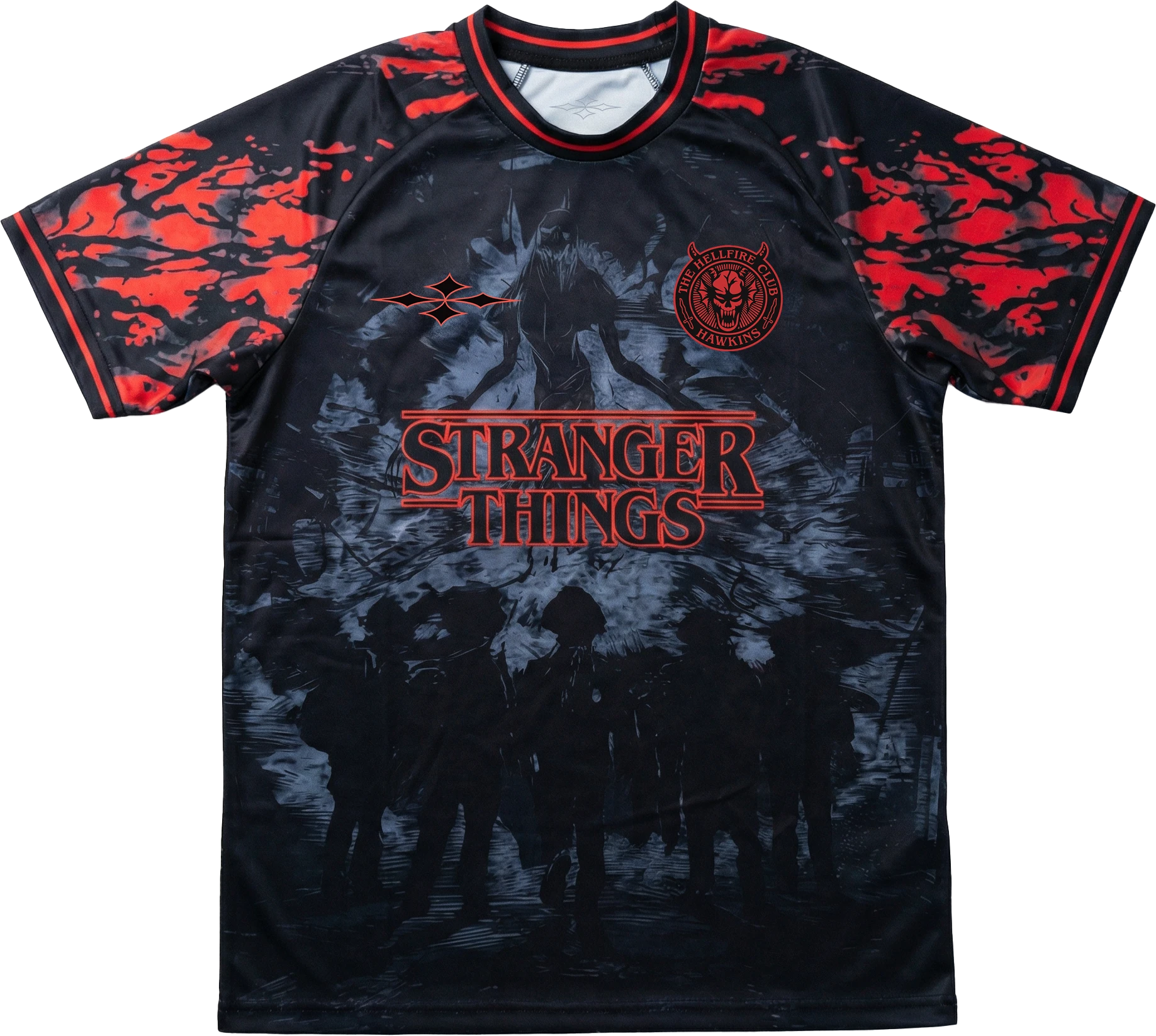 Stranger Things football shirt Hellfire Club black red - Vesterez