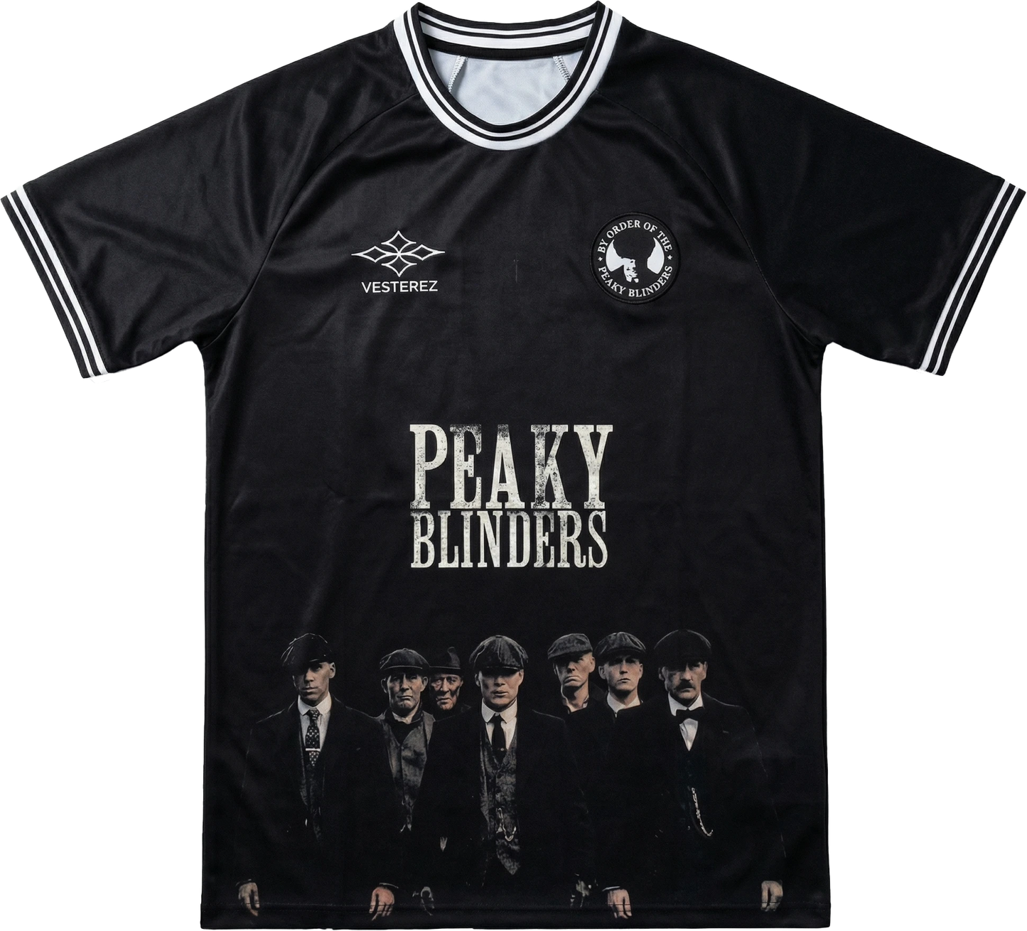 Peaky Blinders football shirt black front Shelby - Vesterez