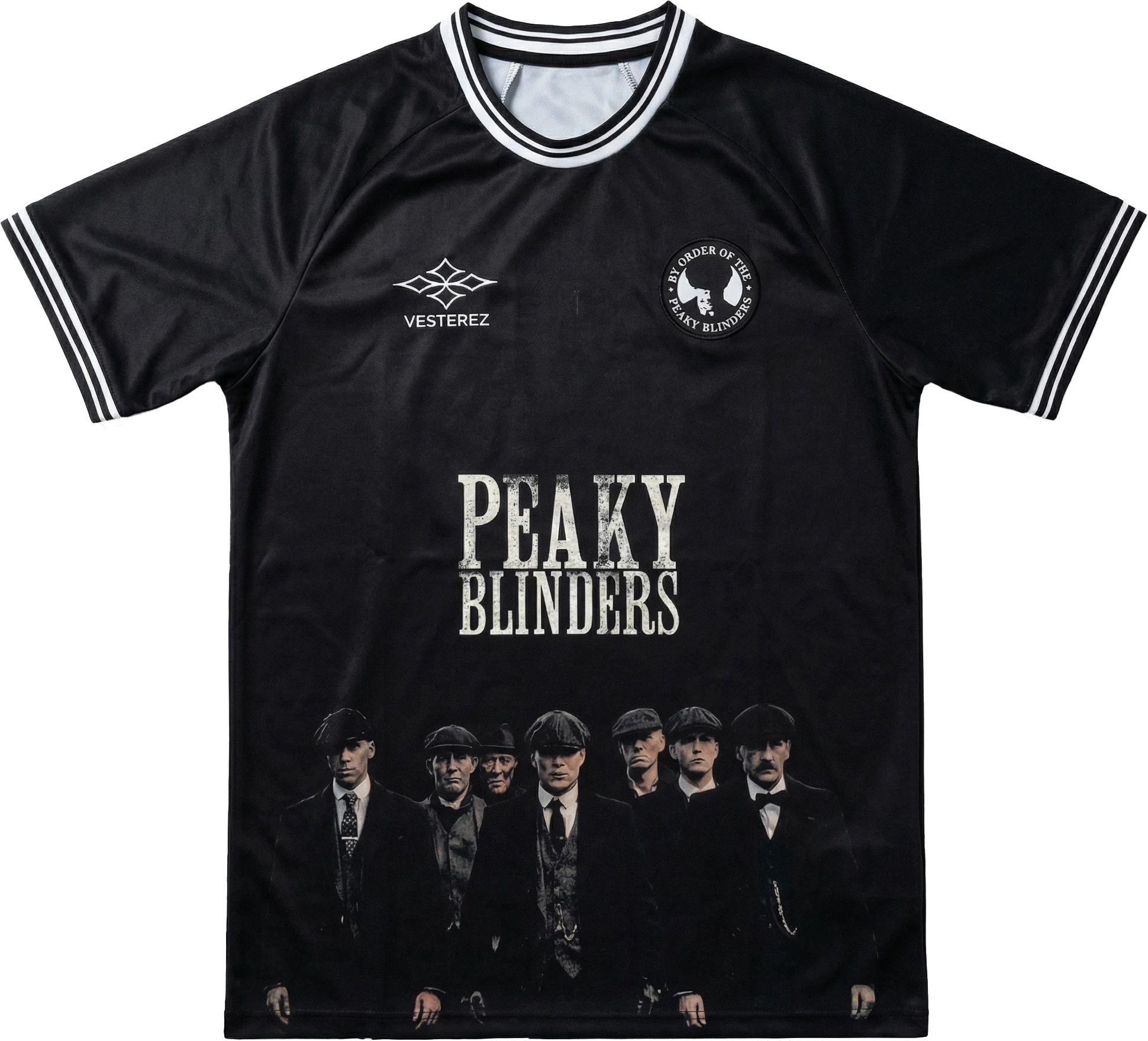Peaky Blinders football shirt black front Shelby - Vesterez
