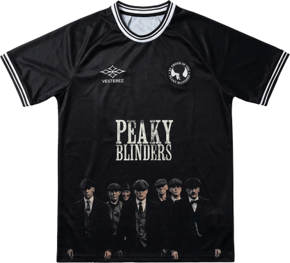 Peaky Blinders football shirt black front Shelby - Vesterez