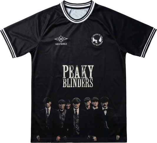 Peaky Blinders football shirt black front Shelby - Vesterez