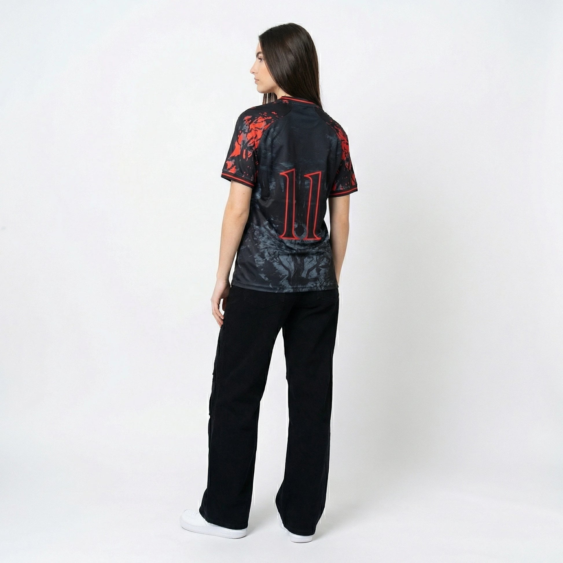 Stranger Things football shirt women back view - Vesterez