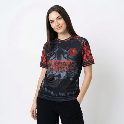 Stranger Things football shirt women side view - Vesterez