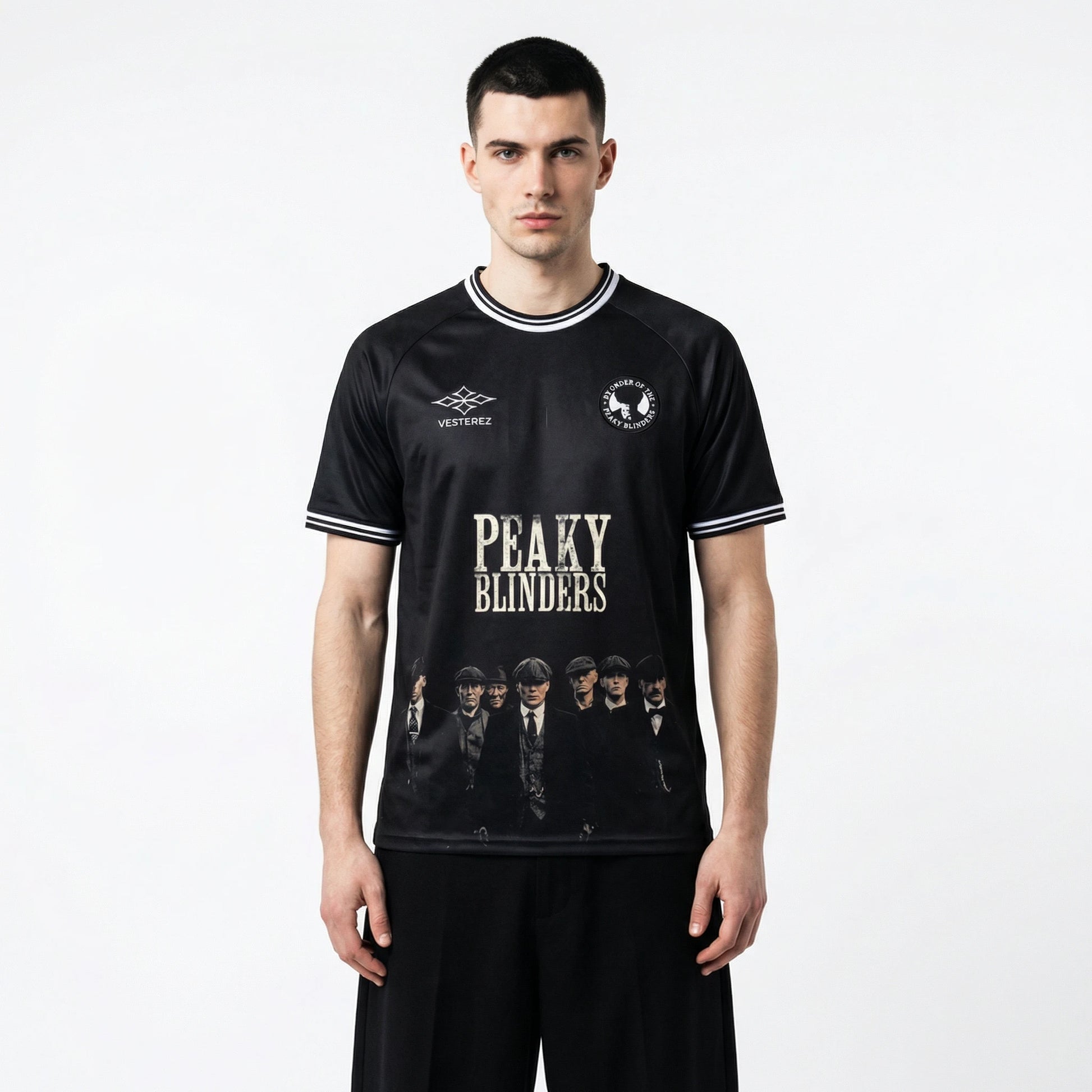 Peaky Blinders football shirt men front view - Vesterez