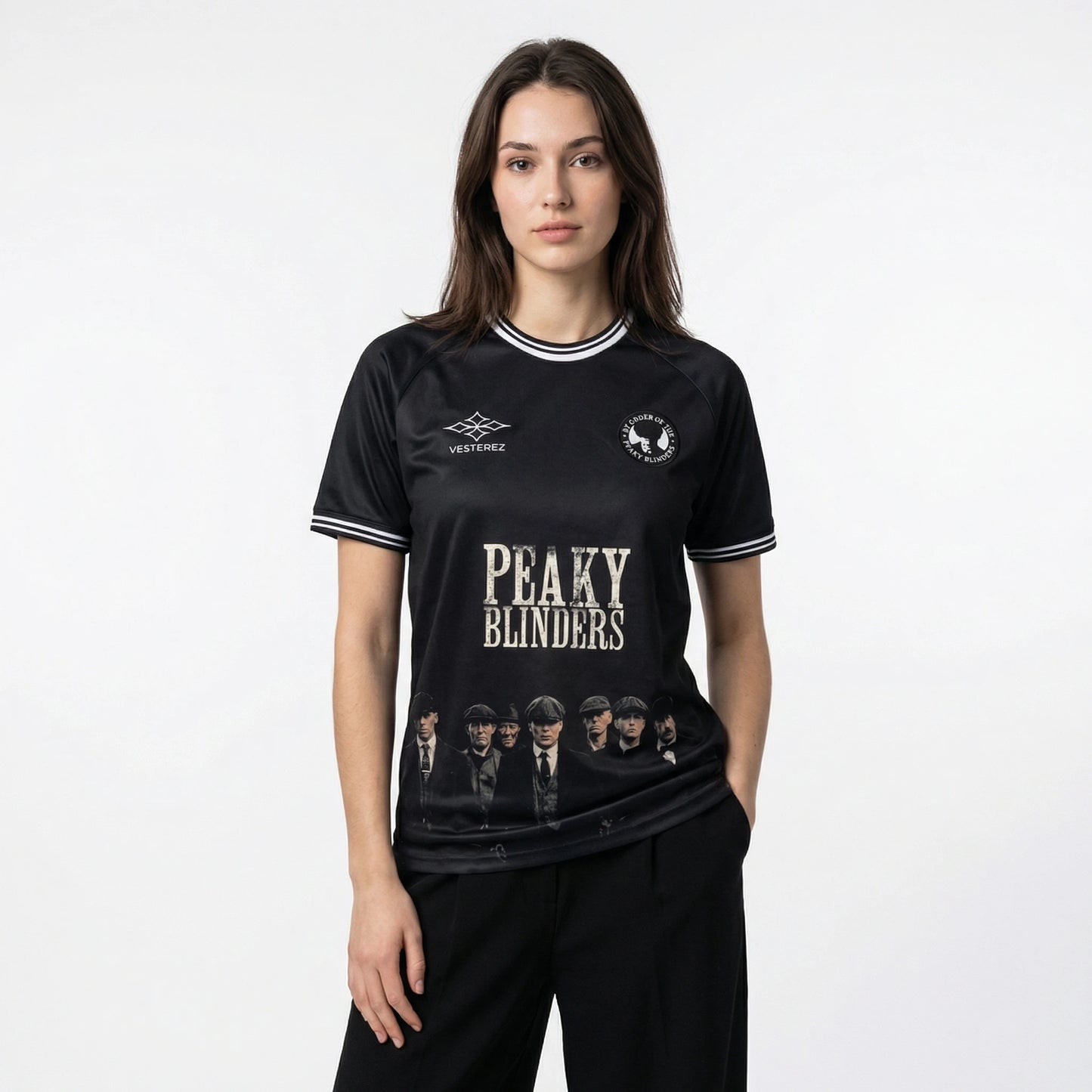 Peaky Blinders football shirt women front view - Vesterez