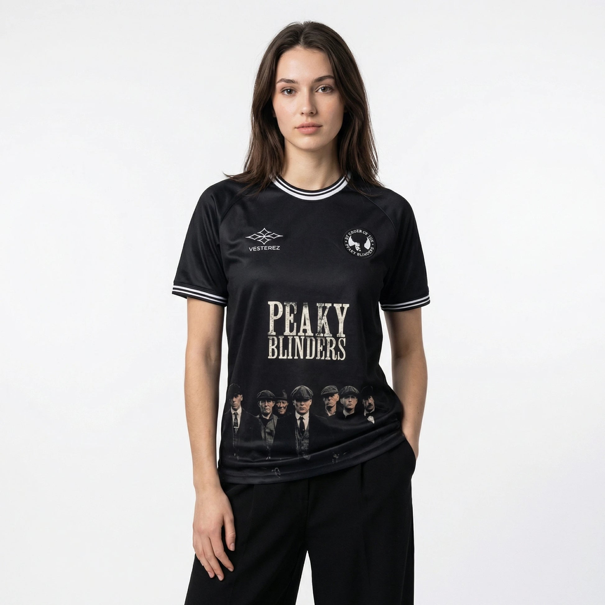Peaky Blinders football shirt women front view - Vesterez
